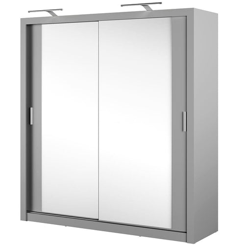 Lenart Armadio a 2 ante scorrevoli e specchio Idea 16 Grigio Opaco