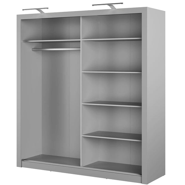 Lenart Armadio a 2 ante scorrevoli e specchio Idea 16 Grigio Opaco
