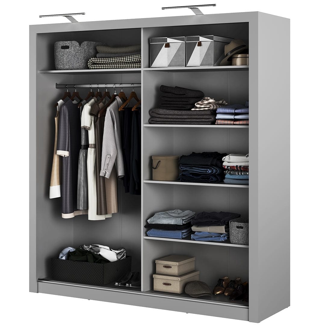 Lenart Armadio a 2 ante scorrevoli e specchio Idea 16 Grigio Opaco