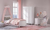 Armadio a 3 ante in legno per bambini e ragazzi, Romantica White, l132xL56xH200 cm (4)