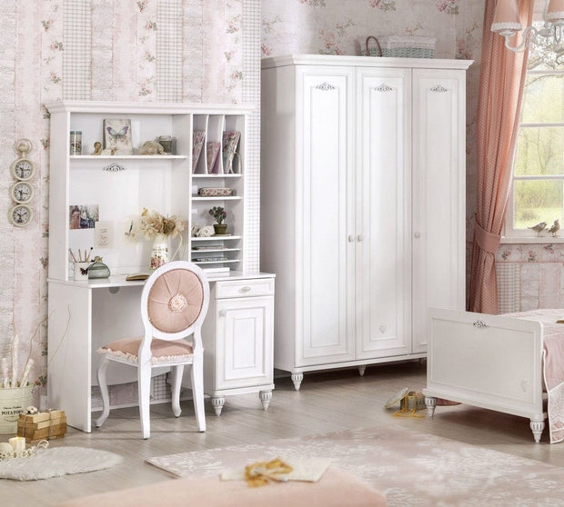 Armadio a 3 ante in legno per bambini e ragazzi, Romantica White, l132xL56xH200 cm (5)