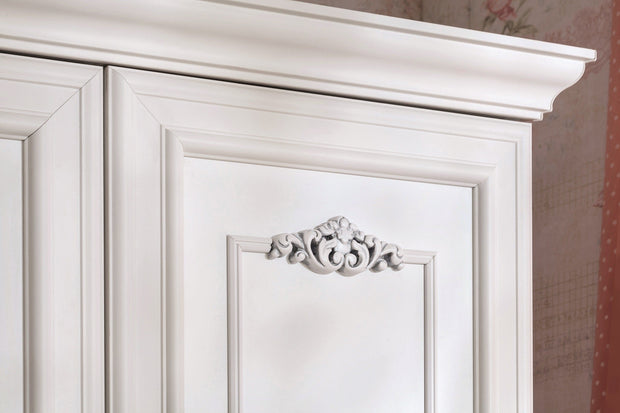 Armadio a 3 ante in legno per bambini e ragazzi, Romantica White, l132xL56xH200 cm (6)