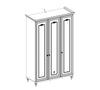 Armadio a 3 ante in legno per bambini e ragazzi, Romantica White, l132xL56xH200 cm (10)