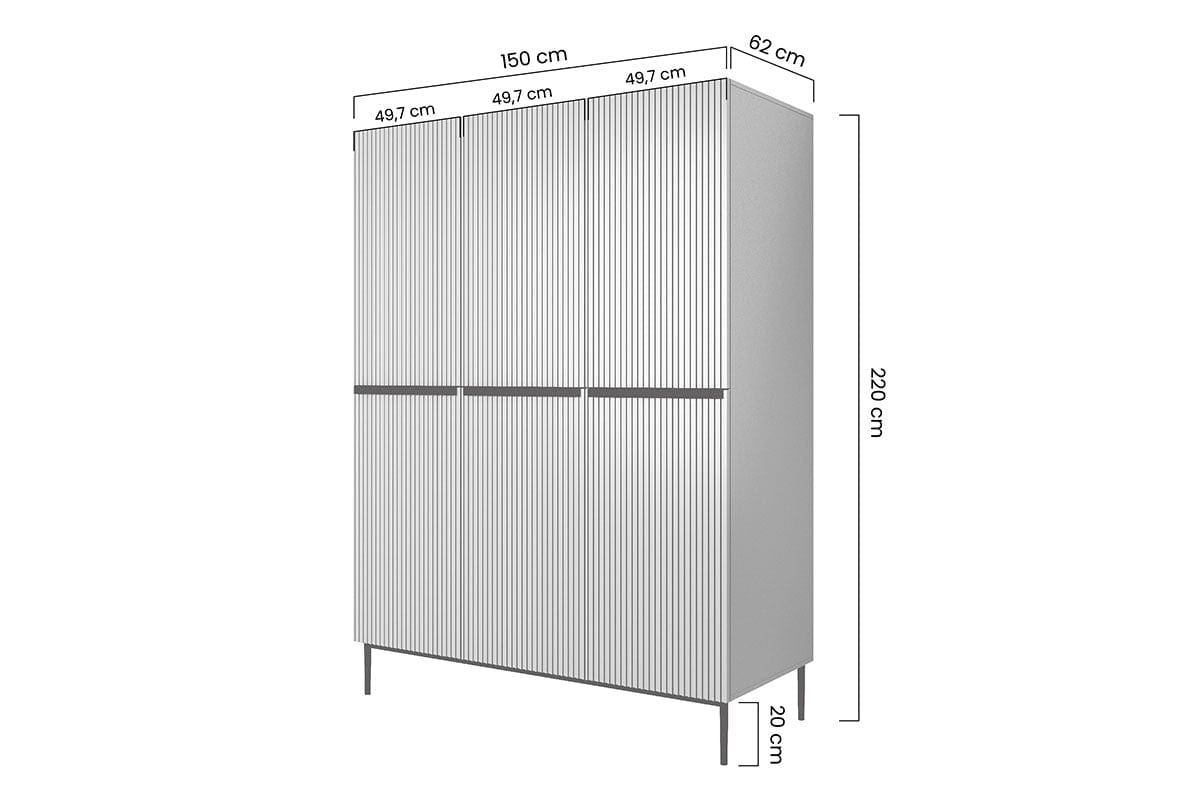 Armadio a 3 ante Nicole 150-3D Blu (6)