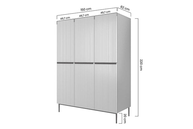 Armadio a 3 ante Nicole 150-3D Blu (6)