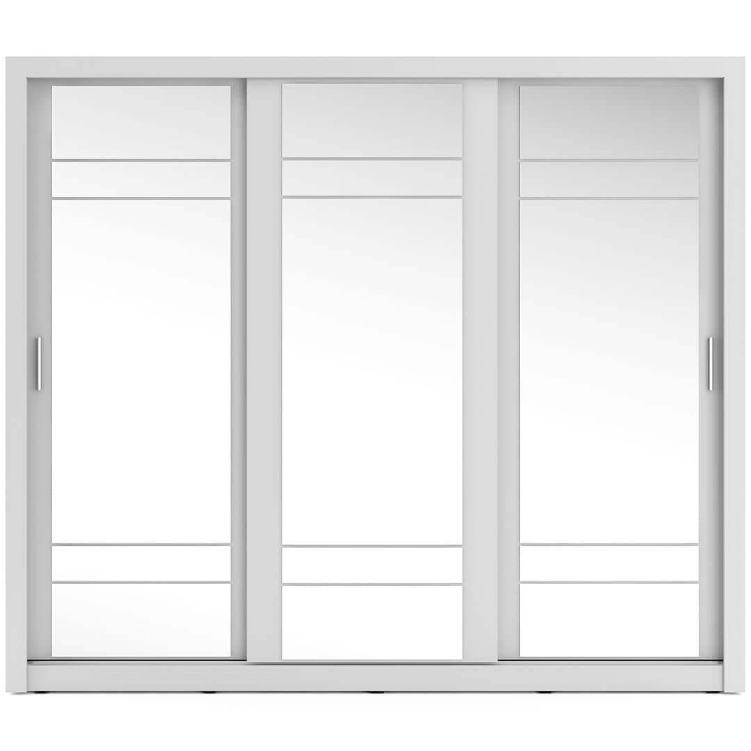 Lenart Armadio a 3 ante scorrevoli e specchio Arti 02 Triple Bianco Opaco