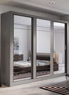 Lenart Armadio a 3 ante scorrevoli e specchio Arti 02 Triple Grigio