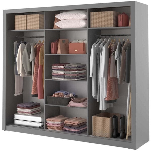 Lenart Armadio a 3 ante scorrevoli e specchio Arti 02 Triple Grigio