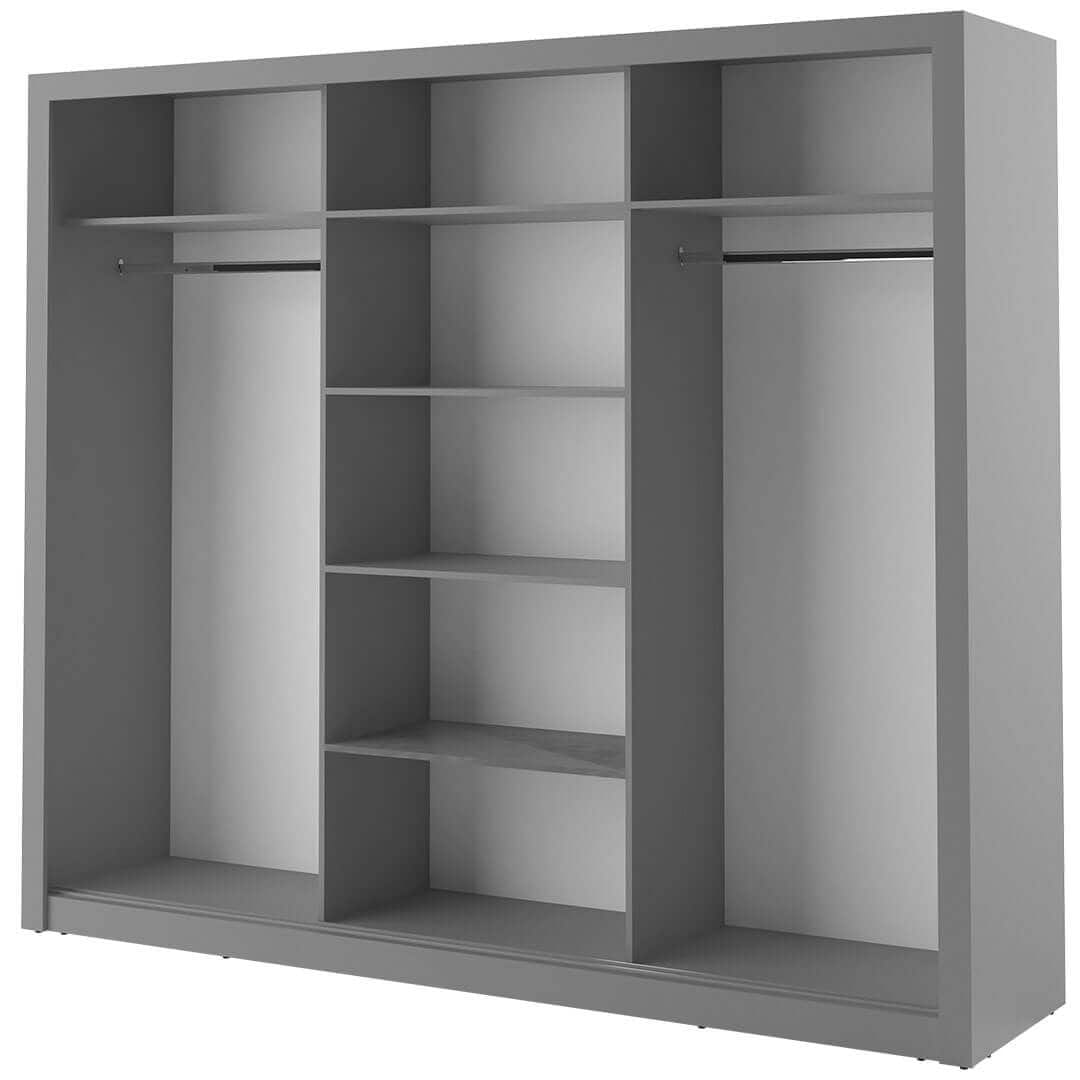 Lenart Armadio a 3 ante scorrevoli e specchio Arti 02 Triple Grigio