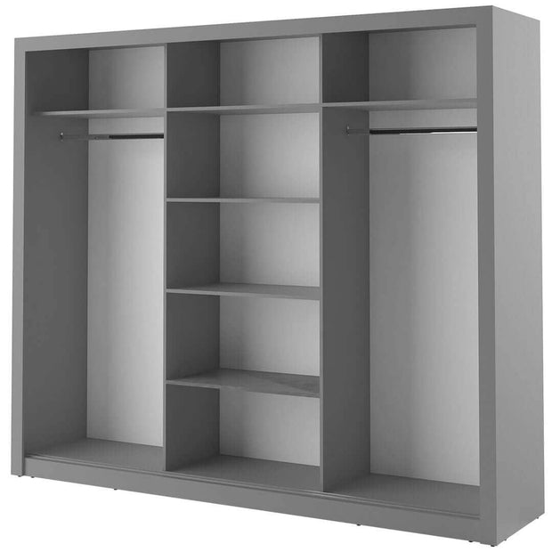Lenart Armadio a 3 ante scorrevoli e specchio Arti 02 Triple Grigio