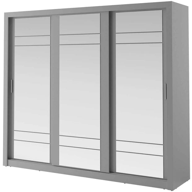 Lenart Armadio a 3 ante scorrevoli e specchio Arti 02 Triple Grigio