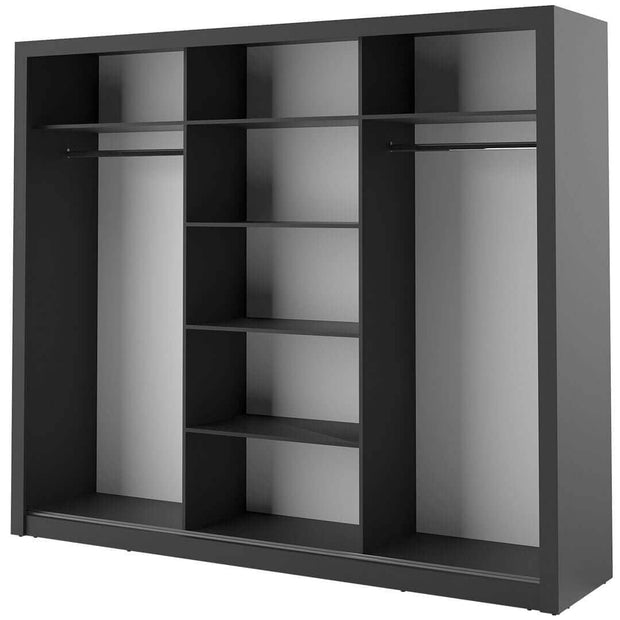 Lenart Armadio a 3 ante scorrevoli e specchio Arti 02 Triple Nero Opaco