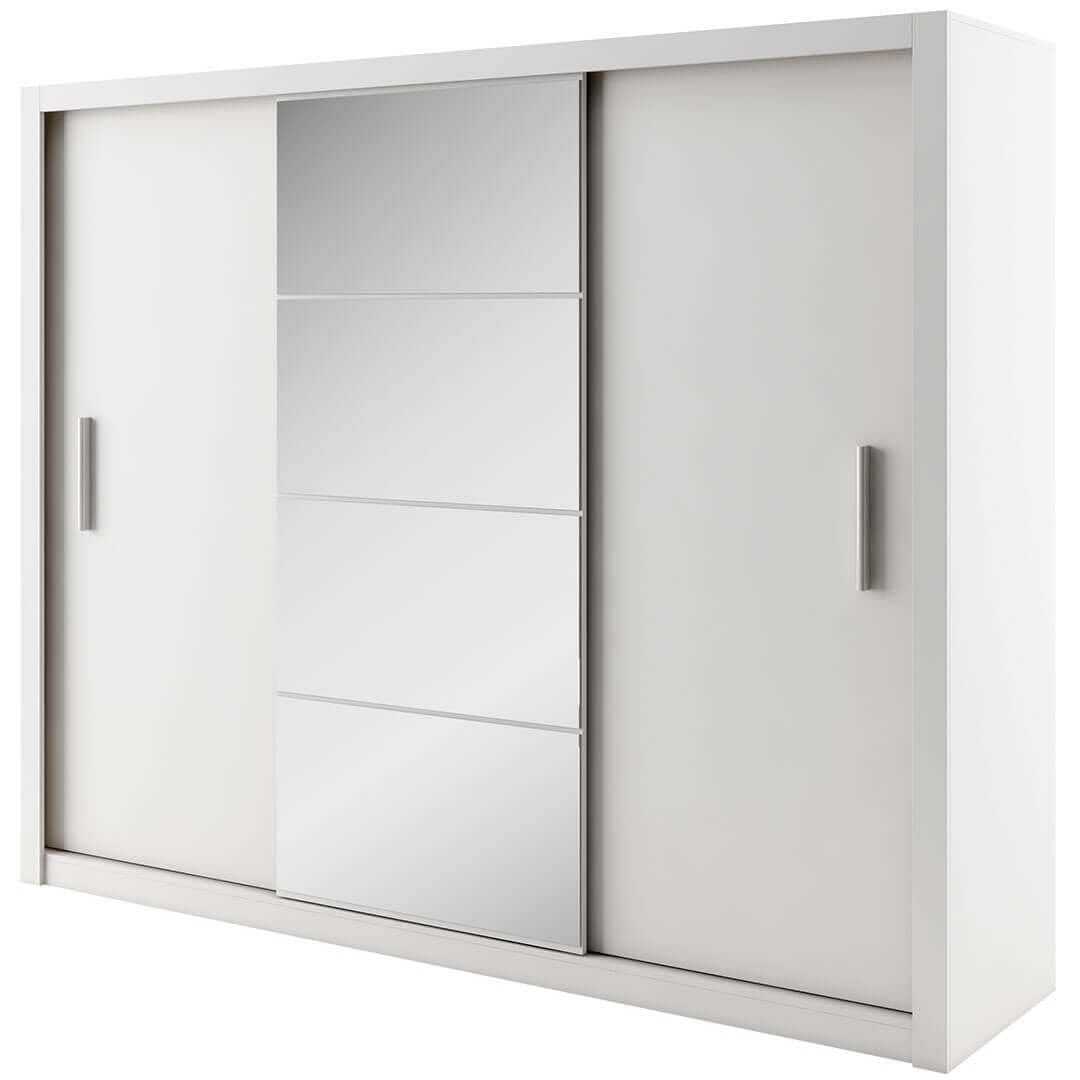 Lenart Armadio a 3 ante scorrevoli e specchio Idea 01 Bianco Opaco