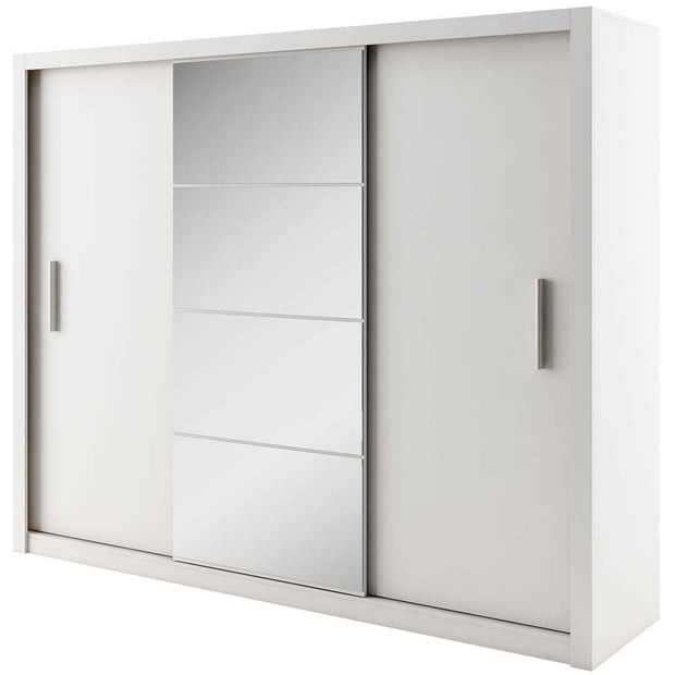 Lenart Armadio a 3 ante scorrevoli e specchio Idea 01 Bianco Opaco