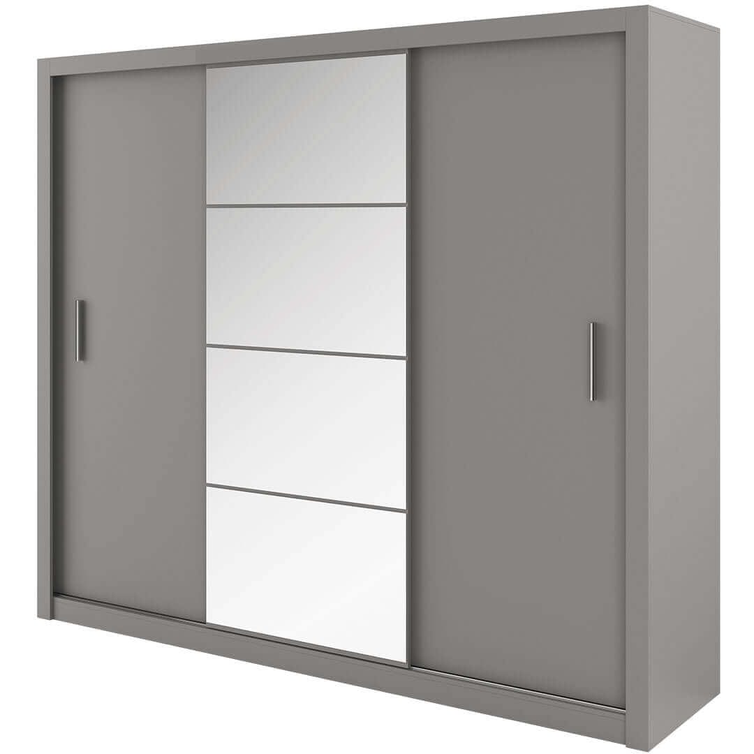 Lenart Armadio a 3 ante scorrevoli e specchio Idea 01 Grigio Opaco