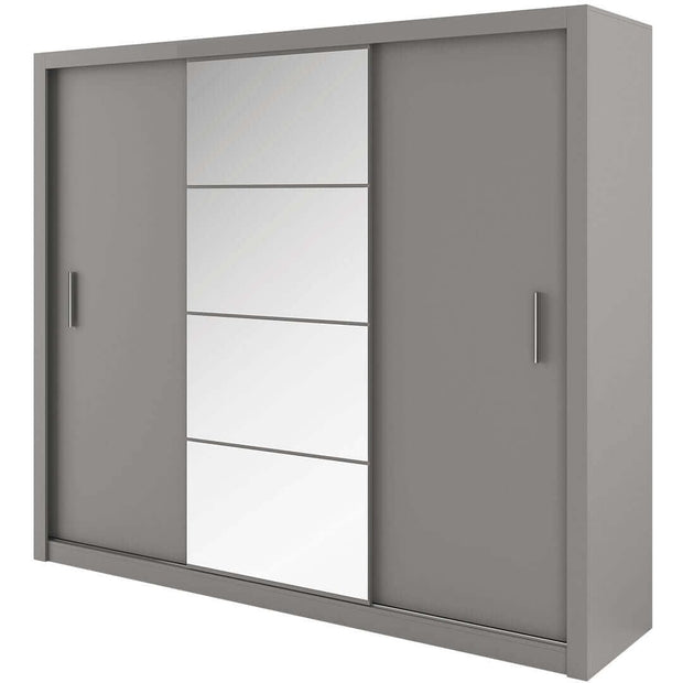 Lenart Armadio a 3 ante scorrevoli e specchio Idea 01 Grigio Opaco