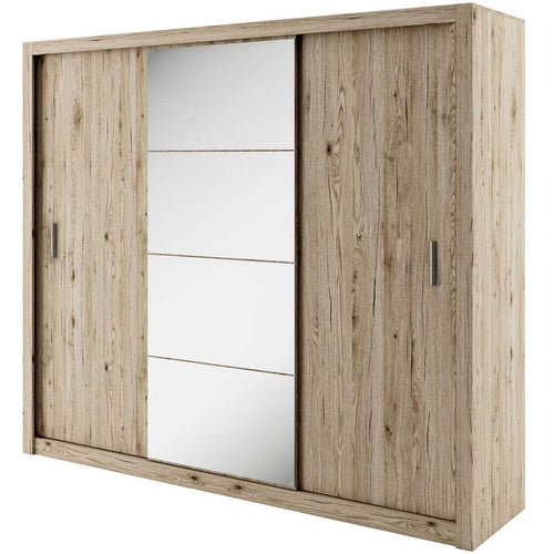 Lenart Armadio a 3 ante scorrevoli e specchio Idea 01 Quercia
