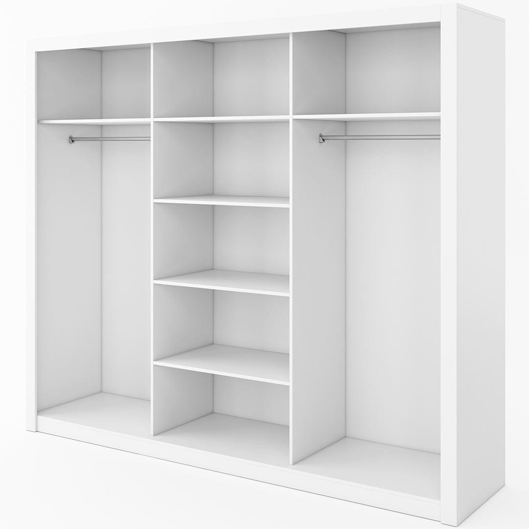 Lenart Armadio a 3 ante scorrevoli e specchio Idea 01 Triple Bianco Opaco