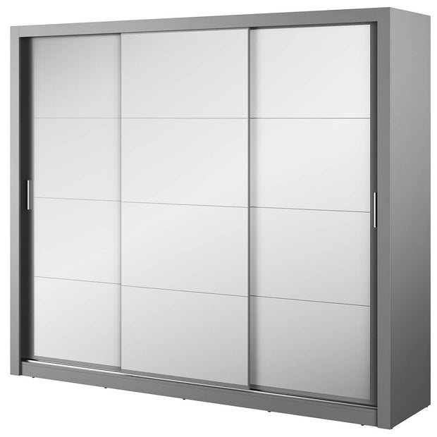 Lenart Armadio a 3 ante scorrevoli e specchio Idea 01 Triple Grigio Opaco