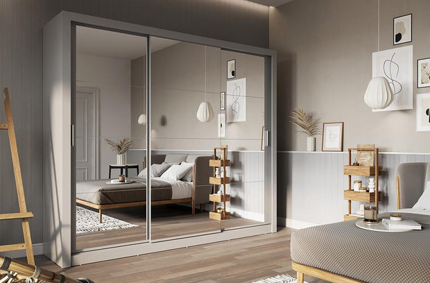 Lenart Armadio a 3 ante scorrevoli e specchio Idea 01 Triple Grigio Opaco