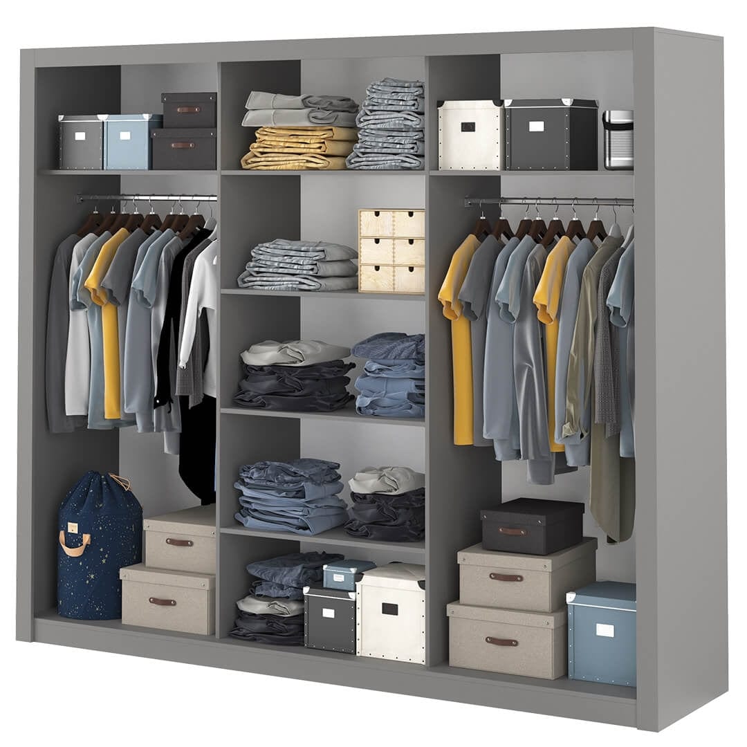 Lenart Armadio a 3 ante scorrevoli e specchio Idea 01 Triple Grigio Opaco