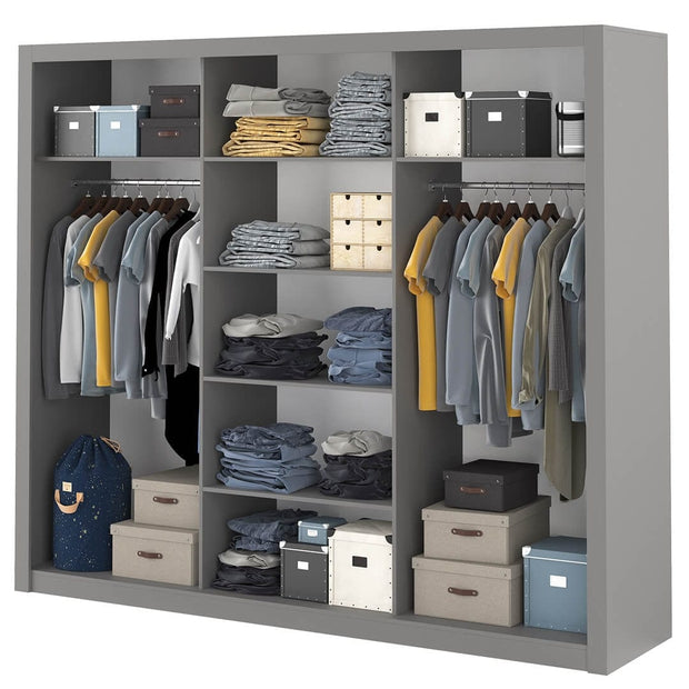 Lenart Armadio a 3 ante scorrevoli e specchio Idea 01 Triple Grigio Opaco