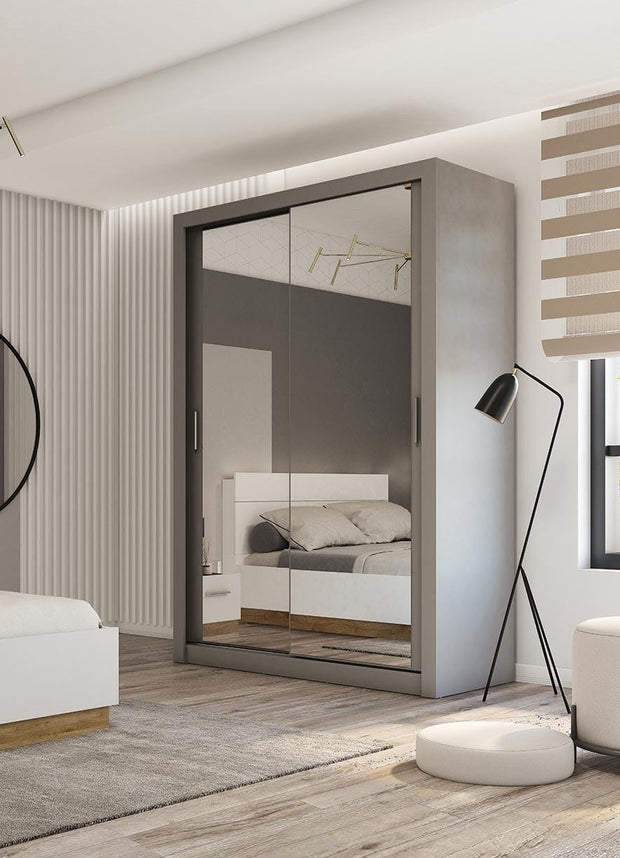 Lenart Armadio a 3 ante scorrevoli e specchio Idea 17 Grigio Opaco