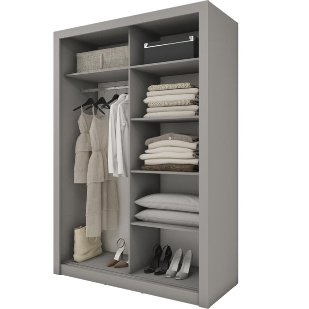 Lenart Armadio a 3 ante scorrevoli e specchio Idea 17 Grigio Opaco