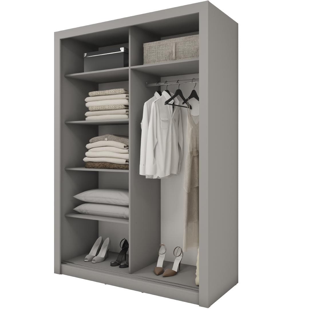 Lenart Armadio a 3 ante scorrevoli e specchio Idea 17 Grigio Opaco