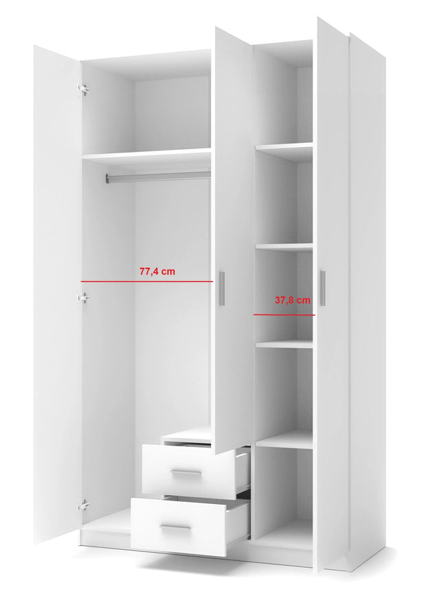 Halmar Armadio con 3 ante e 2 cassetti Liamis S-3 Bianco
