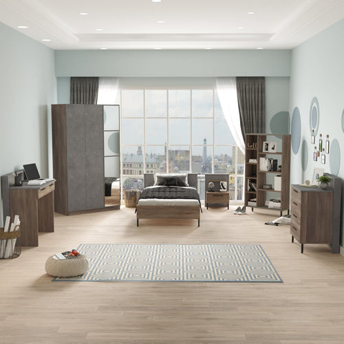 Armadio con 3 ante e specchio New Home Piccola HM1-CG Grigio (1)