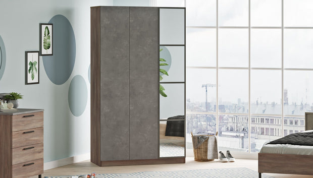 Armadio con 3 ante e specchio New Home Piccola HM1-CG Grigio (4)