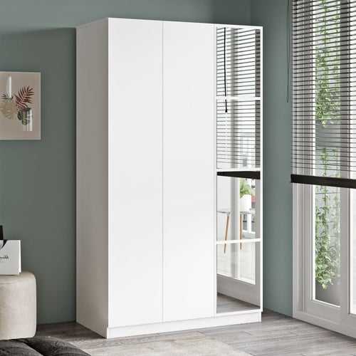 Armadio con 3 ante e specchio New Home Piccola HM1-W Bianco