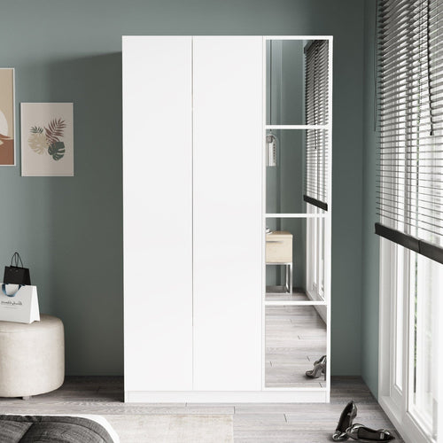 Armadio con 3 ante e specchio New Home Piccola HM1-W Bianco (1)