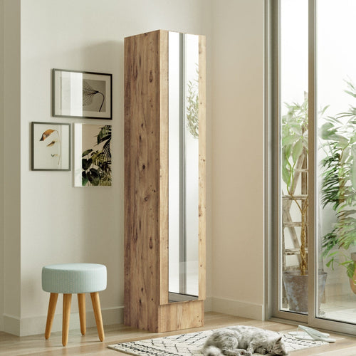 Armadio da ingresso con 1 anta e specchio Miler ML14-A Naturale