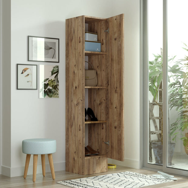 Armadio da ingresso con 1 anta e specchio Miler ML14-A Naturale (1)