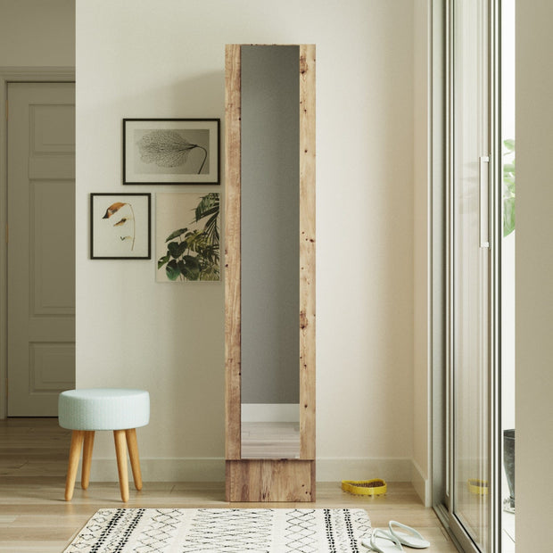 Armadio da ingresso con 1 anta e specchio Miler ML14-A Naturale (2)