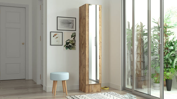 Armadio da ingresso con 1 anta e specchio Miler ML14-A Naturale (3)