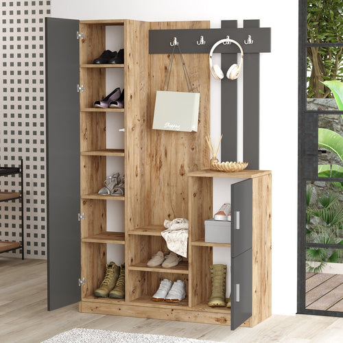 Armadio da ingresso con 3 ante e specchio Gibson Piccola DD7-AA Antracite (1)
