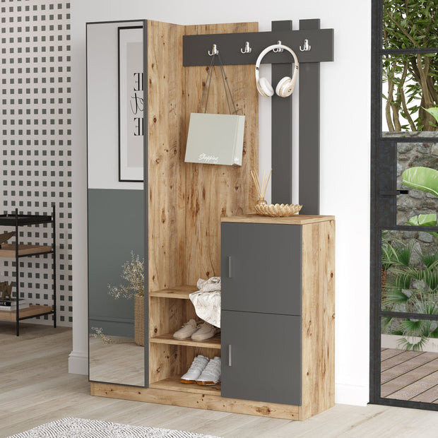 Armadio da ingresso con 3 ante e specchio Gibson Piccola DD7-AA Antracite (2)