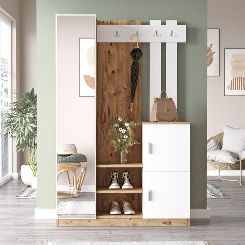 Armadio da ingresso con 3 ante e specchio Gibson Piccola DD7-AW Bianco