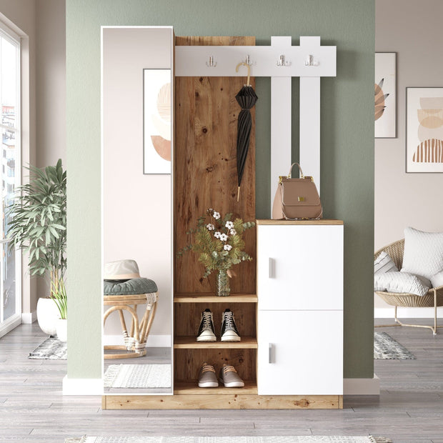 Armadio da ingresso con 3 ante e specchio Gibson Piccola DD7-AW Bianco