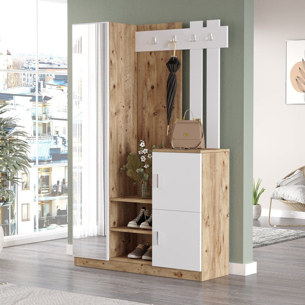 Armadio da ingresso con 3 ante e specchio Gibson Piccola DD7-AW Bianco (2)
