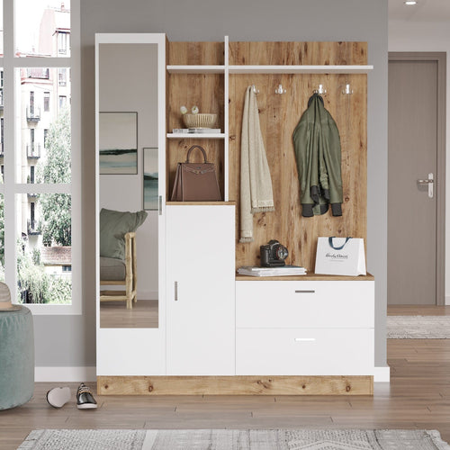 Armadio da ingresso con 4 ante e specchio Gibson DD5-AW Bianco