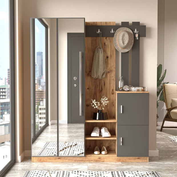 Armadio da ingresso con 4 ante e specchio Gibson Media DD8-AA Antracite