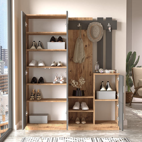 Armadio da ingresso con 4 ante e specchio Gibson Media DD8-AA Antracite (1)