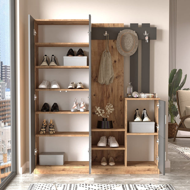 Armadio da ingresso con 4 ante e specchio Gibson Media DD8-AA Antracite (1)