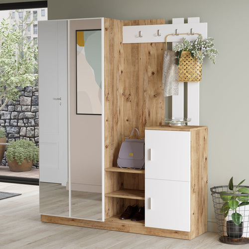 Armadio da ingresso con 4 ante e specchio Gibson Media DD8-AW Bianco (1)