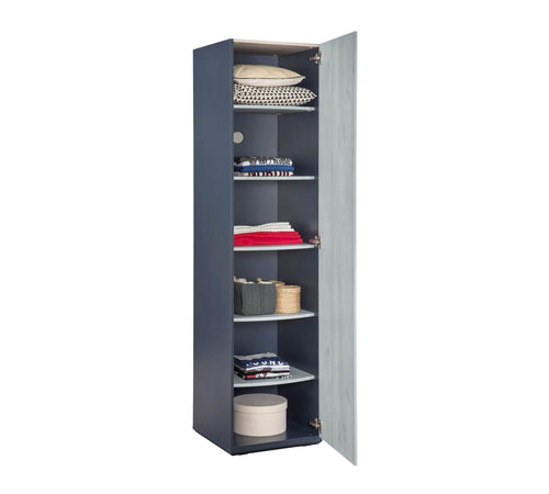 Cilek Armadio giovanile a 1 anta, ragazzi 12-24 anni, Trio Blue, l50xl54xh203 cm