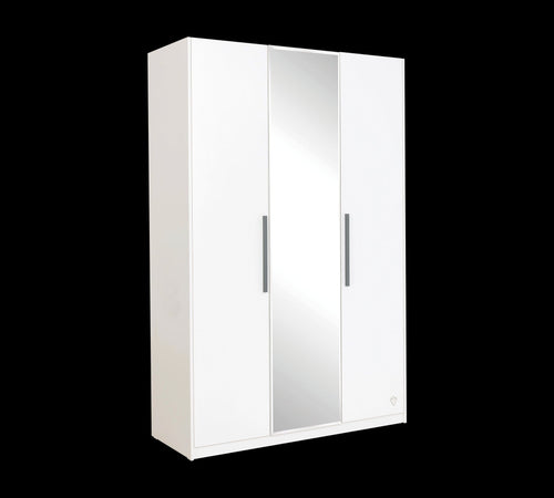 Cilek Armadio giovanile a 3 ante con specchio, in legno chiaro, bianco, l135xL54xH209 cm